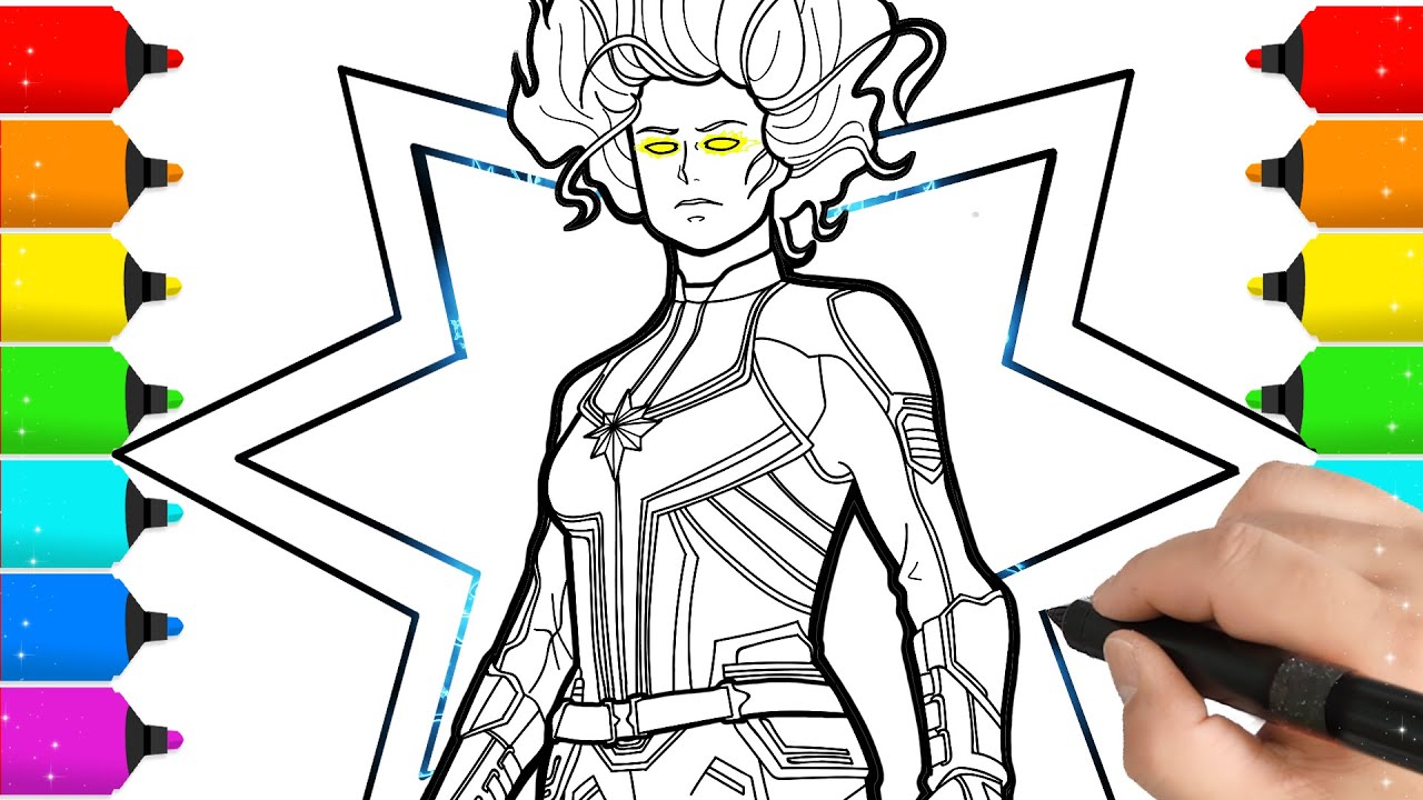 Captain Marvel Drawing and Coloring