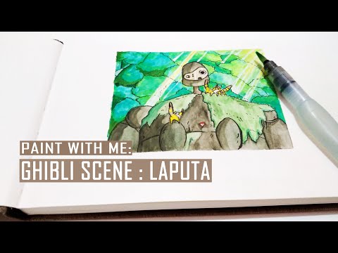 🌿Paint with me - Studio Ghibli Scene  Laputa: Castle in The Sky ☁️