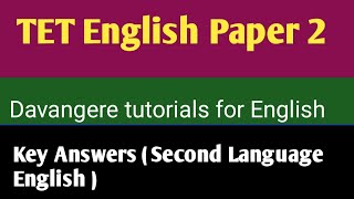 TET English Paper 2 Key Answers( Second Language)