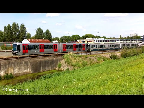 RET metro SG2/1 (R-NET + originele kleur) langs ’s-Gravenweg in Rotterdam naar Schiedam Centrum