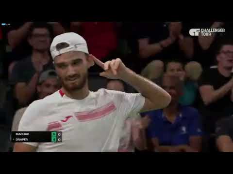Thomas Machac won amazing point falling 2 times on the court vs Jack Draper in challenger final