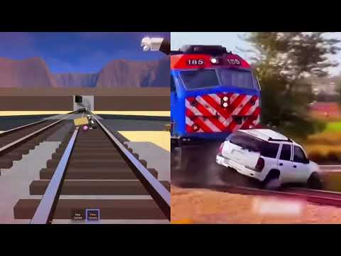 ROBLOX Crash Town vs Real Life Train Crashes - Gameplay with Trains Crashing #5
