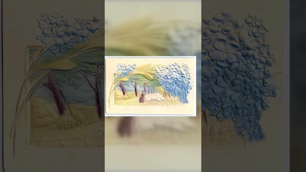 Embossed Pastoral Scene with Flowers, Made in Germany, Divided Back Video