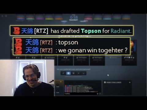 "NOOO, Arteezy picked me man! he has like 30% winrate" -TOPSON reaction when Arteezy 1st picked him