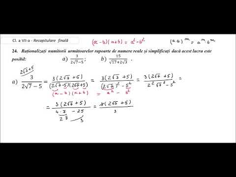 Cl  a VII-a - Recapitulare finală - ex.  24 - rationalizarea numitorilor (IV)