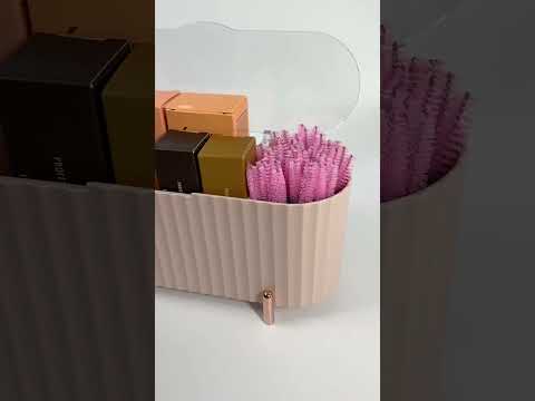 Cosmetics organizer with lid rose gold