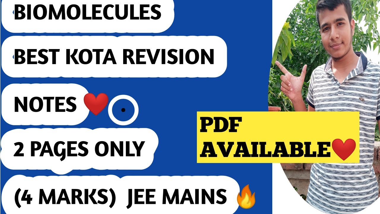 BIOMOLECULES 🔥2 PAGES KOTA Revision Notes ( 4 marks in jee mains) l Jee mains 2021-2022 special 💕l