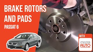 Youtube thumbnail of video "How to replace the front brake rotors and pads Passat 6 🚗"