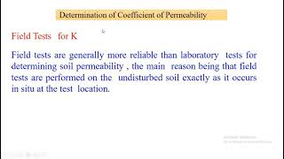 Feild Tests for permeability