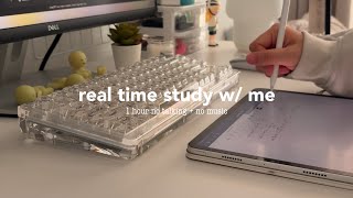 real time study with me 📑 asmr ipad writing & typing, 1 hour w/ no bre