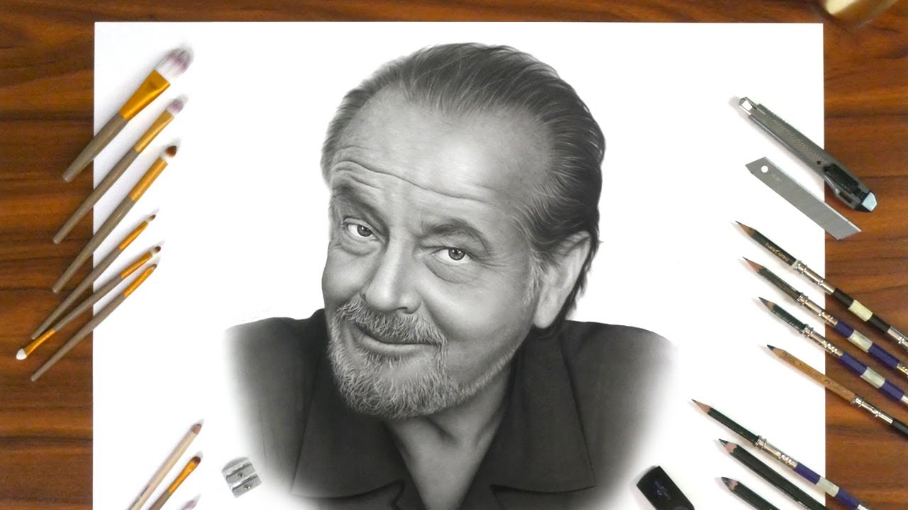 Drawing Jack Nicholson | Pencil&DryBrush | KazemFineArt