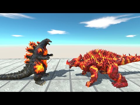 New Monster Anguirus Lava Vs Team Burning Godzilla Death run -  Animal Revolt Battle Simulator