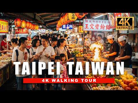 🇹🇼 Taipei Street Food Walking Tour | 4K Night Market Food Tour