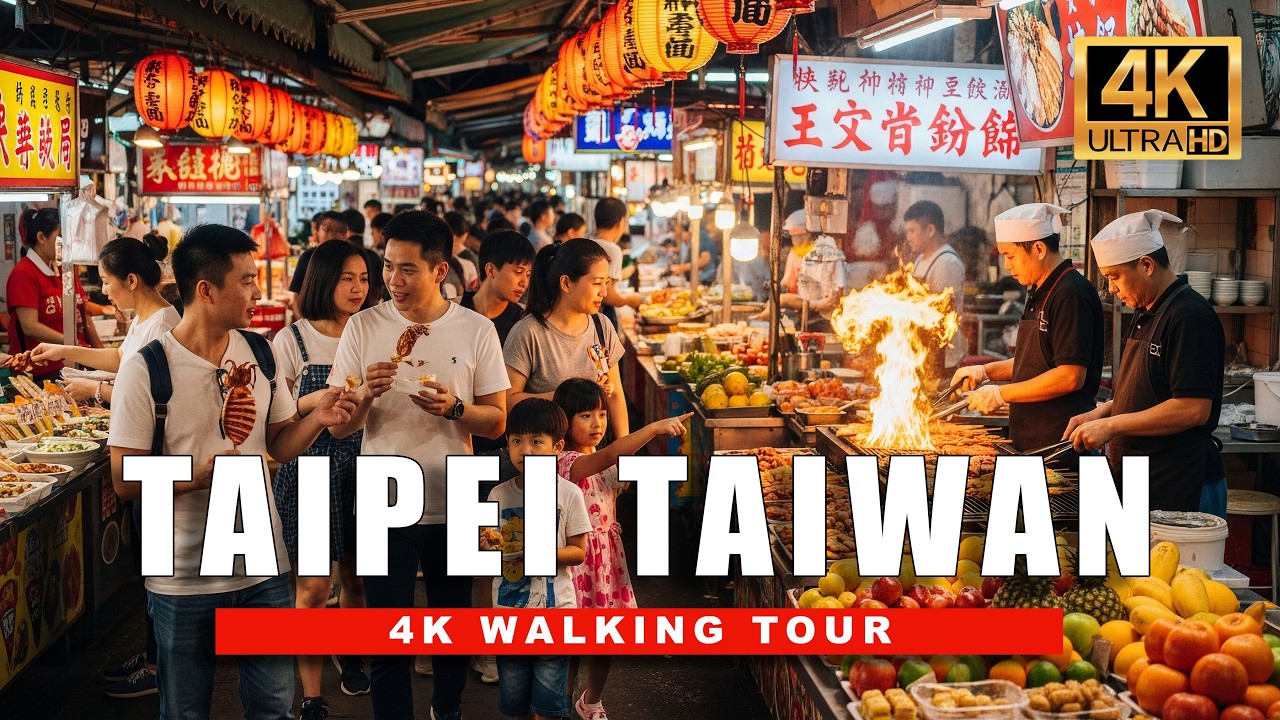 Immersive street-level walking tour through Taipei, Taiwan, showcasing authentic urban landscapes, local architecture, and the vibrant atmosphere of the city's neighborhoods