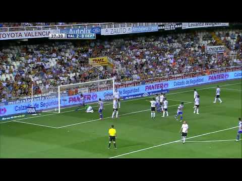 Gol de Aguilar (2-1) en el Valencia CF - Deportivo de La Coruña Jornada 2