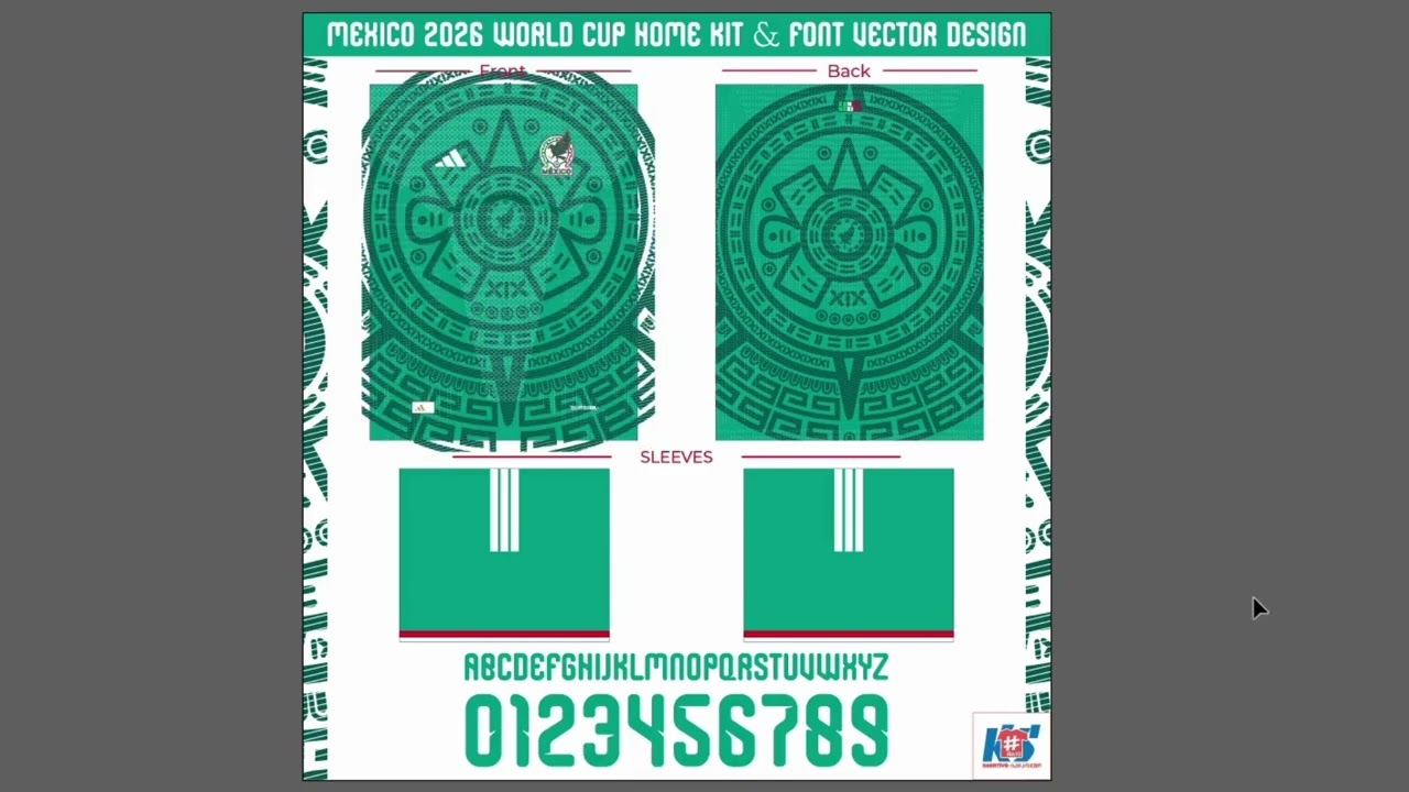 Mexico 2026 World Cup Home Kit & Font Vector Design – AI & PDF Sublimation Template #mexico2026kit