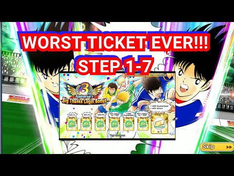 GACHA STEP 1-7 3RD ANNIVERSARY!! WORST TICKET EVER! CAPTAIN TSUBASA DREAM TEAM