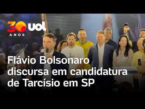 Flávio Bolsonaro diz que Tarcísio será reeleito no 1º turno e faz apelo por voto feminino; íntegra