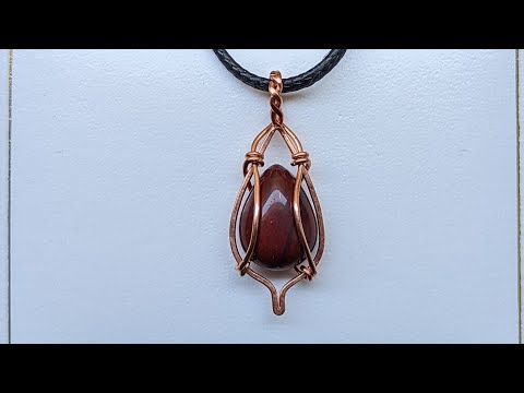 Teardrop Cabochon Wire Wrapped Pendant Tutorial Using 1 Piece of Round Wire