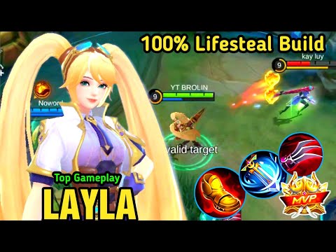 Layla Insane Lifesteal Build 100% Broken 💓 Build Top 1 Global Layla ❤️️ Mobile Legends √