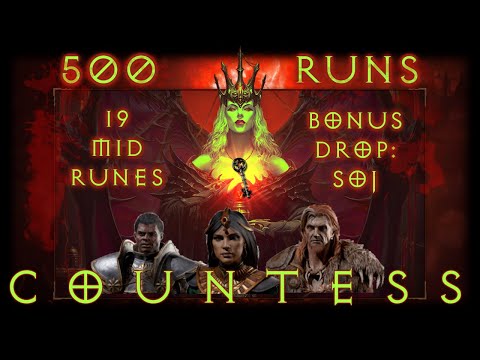 Diablo 2 Resurrected - 500 Countess (Pala/Sorc/Dru) Runs Drop HIGHLIGHTS [?? Keys/Runes + bonus SOJ]