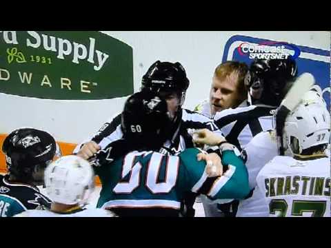 Jason Demers punches NHL Referee during Sharks vs. Stars