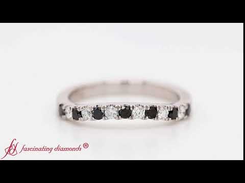 Contour Wedding Band With Black Diamond In White Gold-FDENS1218B