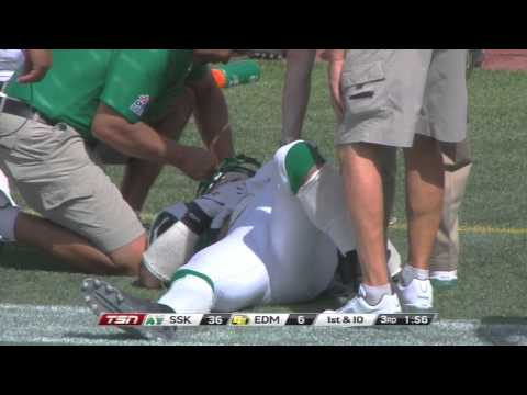 6'11", 340 lbs. lineman hits 5"10, 204 lbs. defensive back CFL