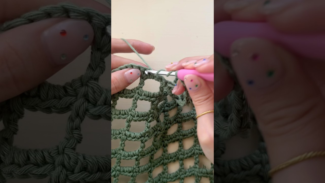 長長編みと鎖編み🌿💚🟢 #編み物