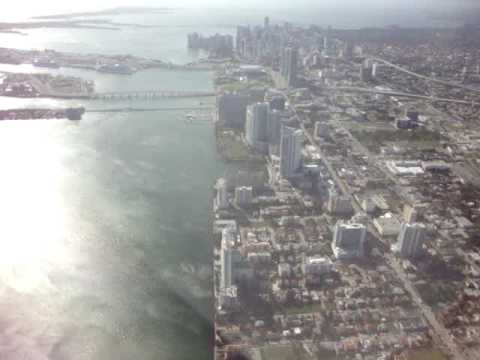 Landing in Miami, flying over the beach, Star Island & downtown