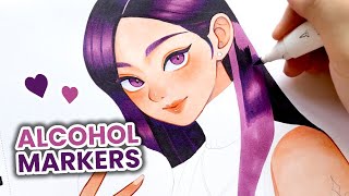 Coloring a Portrait with Ohuhu Kaala Series Alcohol Markers 🌸 Relaxing Drawing Process ✨