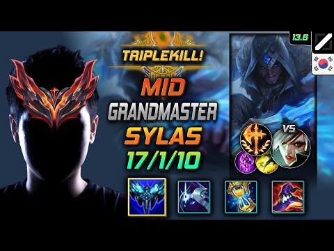 GrandMaster Mid Sylas Build Everfrost Conqueror - Sylas Mid vs Riven - LOL KR 13.6