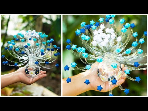DIY How to make Plastic Bottle Flower Vase Craft , Paper flower , Home Decor Ideas
