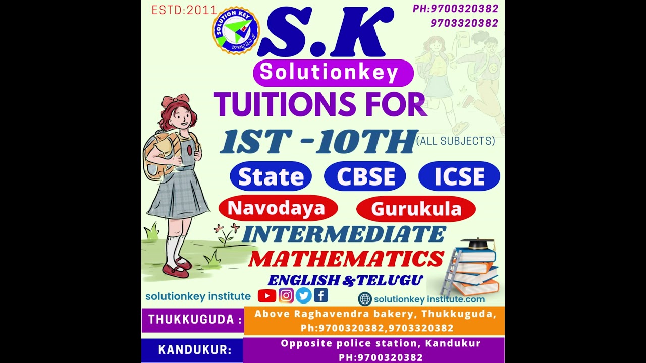 @solutionkeyinstitute  Tuition point in Thukkuguda and Kandukur