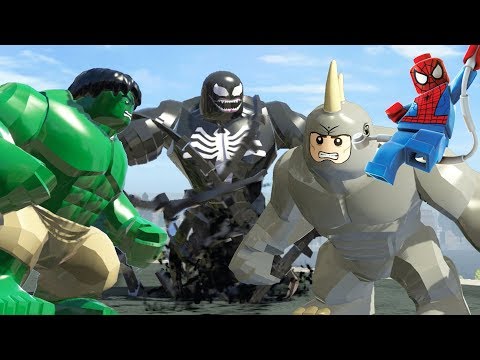 Rhino Vs Hulk Vs Venom(Transformation) Vs Spider-Man - LEGO Marvel Super Heroes