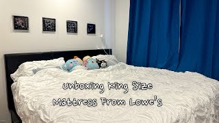 Unboxing King Size Mattress From Lowe’s  ✨🎀#affiliatelink #lowespartner #lowesfinds #asmr #unboxing