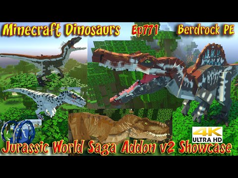 Jurassic World Saga Addon v2 by TM-VN Official Showcase Minecraft Dinosaurs Bedrock PE Ep771