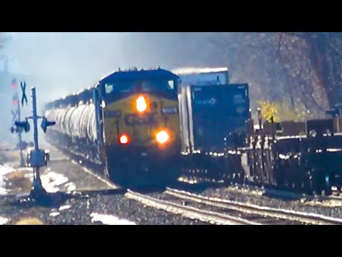 4 Trains Meet Quadruple Meet! Cool CSX DPU Alright! Fast BNSF Train! CSX Train Rounds Curve! + More!