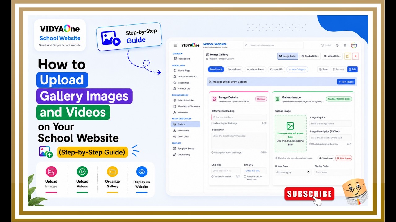 Upload Images and Videos on the School Website Gallery