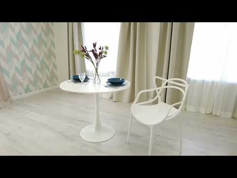Кухонный стол TULIP (mod. 011) металл/мдф, 90х90х75 белый арт.14105 в Салехарде - видео 4