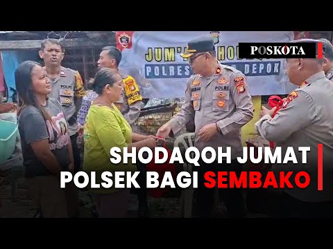 Kapolsek Beji Gelar Jumat Shodaqoh, Bagikan 50 Paket Sembako untuk Warga Kurang Mampu