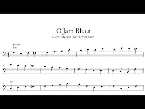 C Jam Blues - Oscar Peterson (Ray Brown bass) | bass transcription