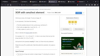 Download the video "XOR with smallest element Problem Code: SMALLXOR"