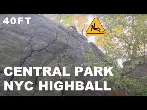40ft HIGHBALL BOULDER in NYC Central Park (The Great Slab V0)