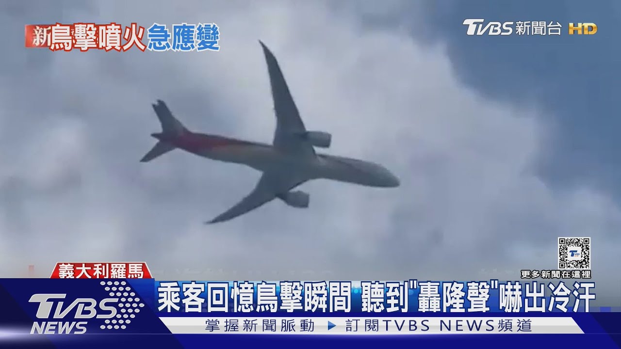 海航遭鳥擊!機翼噴出火光 緊急折返羅馬