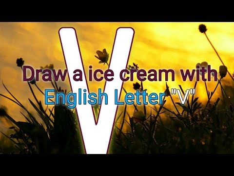 Easy way to draw a icecream with English letter "V" #drawing #kmk #shilpakala # icecream