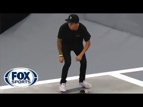Nyjah Huston wipes out trying to catch Luan Oliveira - SLS Stop Two: New Jersey Highlights