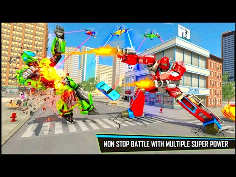 Fight On Town Read | Yellow Robot Fighting with Car | Army Bus Robot Car Transformation Games