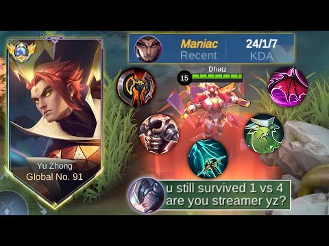 MANIAC 1 VS 4 OUT PLAYED USING THIS BROKEN YU ZHONG BUILD!! (100% working)