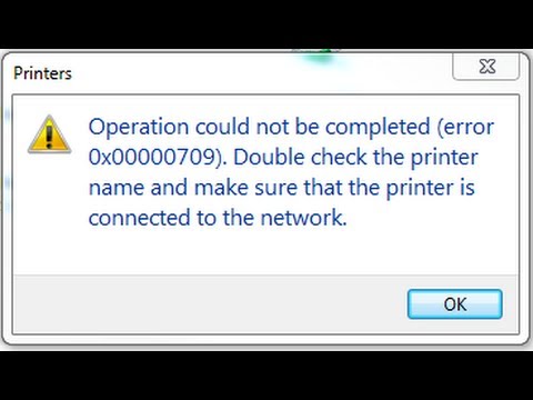 Принтеры невозможно завершить операцию 0x00000709